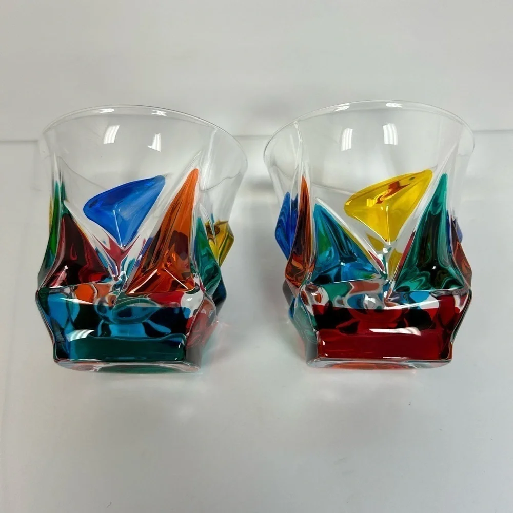 Italian Crystal Empress Short Drinking Glasses, Set of 2, Made in Italy / MURANO